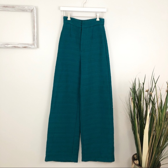 Mara Hoffman Pants - Mara Hoffman Wide Leg High Waist Teal Pants